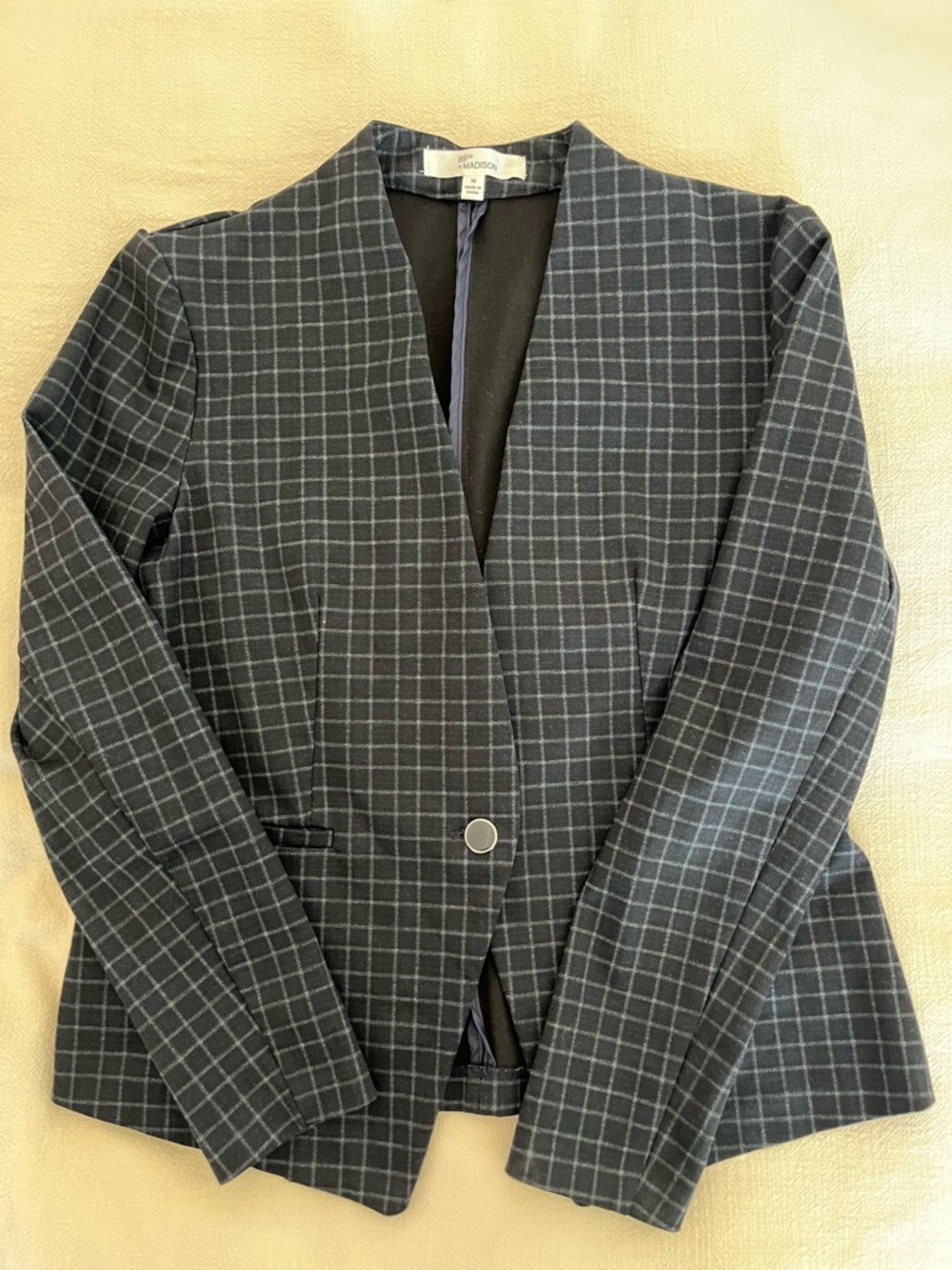 89th & Madison Navy Windowpane Single-Button Blazer